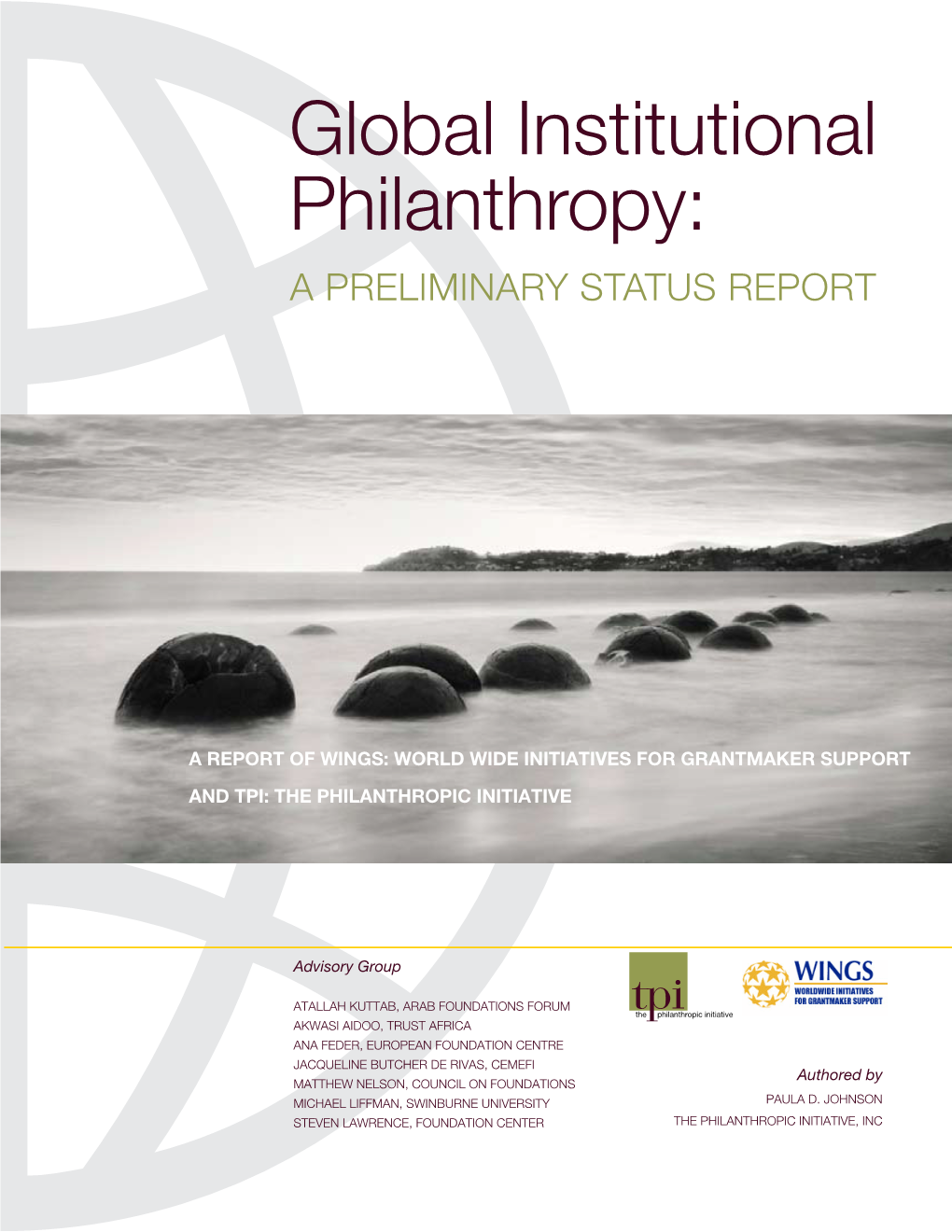 Global Institutional Philanthropy: a Preliminary Status Report