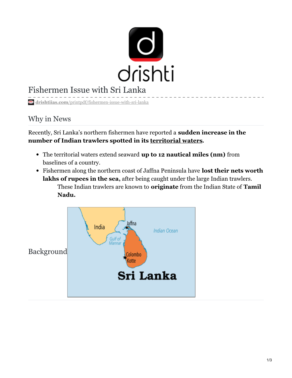 Fishermen Issue with Sri Lanka