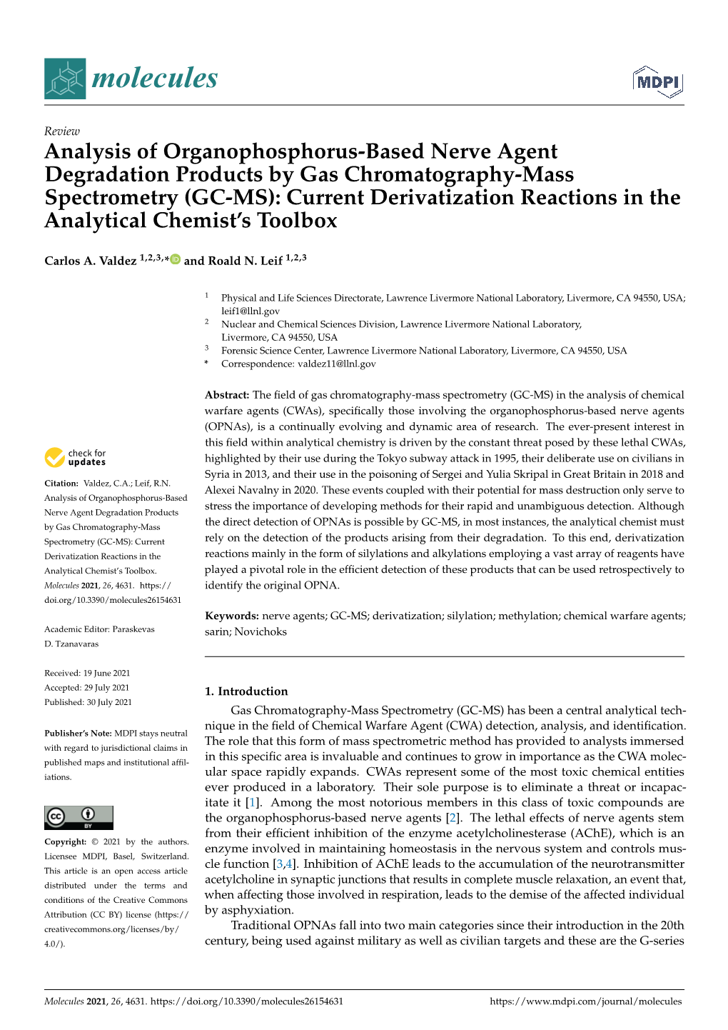 GC-MS): Current Derivatization Reactions in the Analytical Chemist’S Toolbox