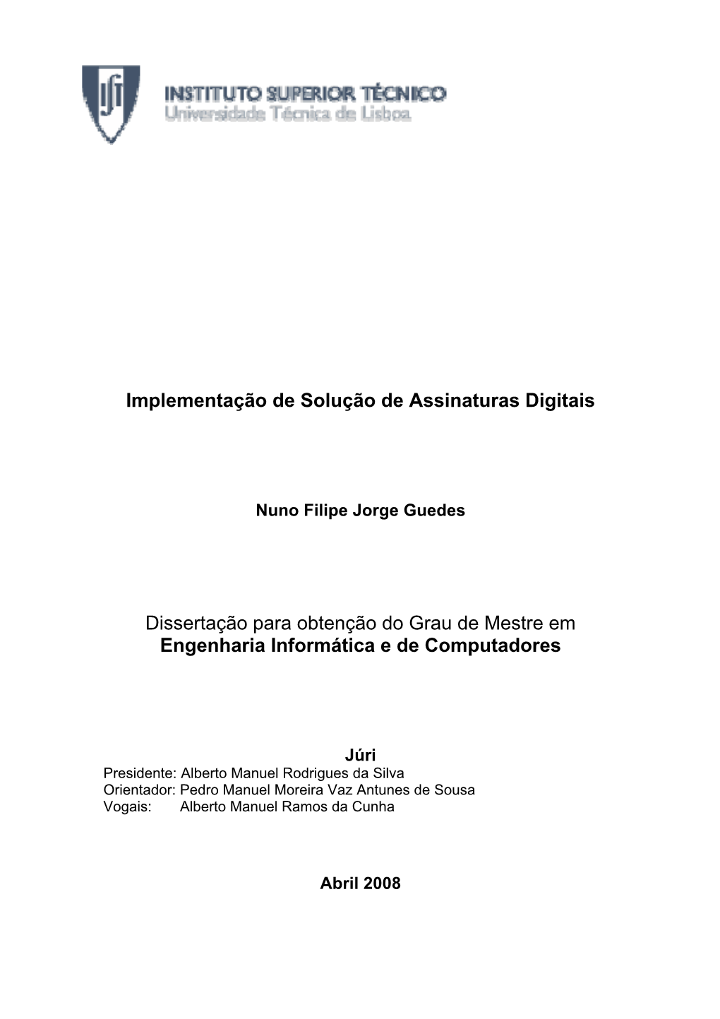 Implementação De Solução De Assinaturas Digitais Dissertação