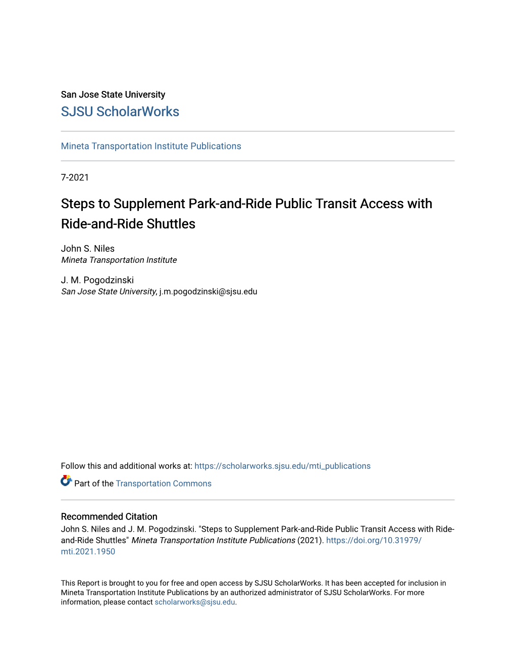 Steps to Supplement Park-And-Ride Public Transit Access with Ride-And-Ride Shuttles