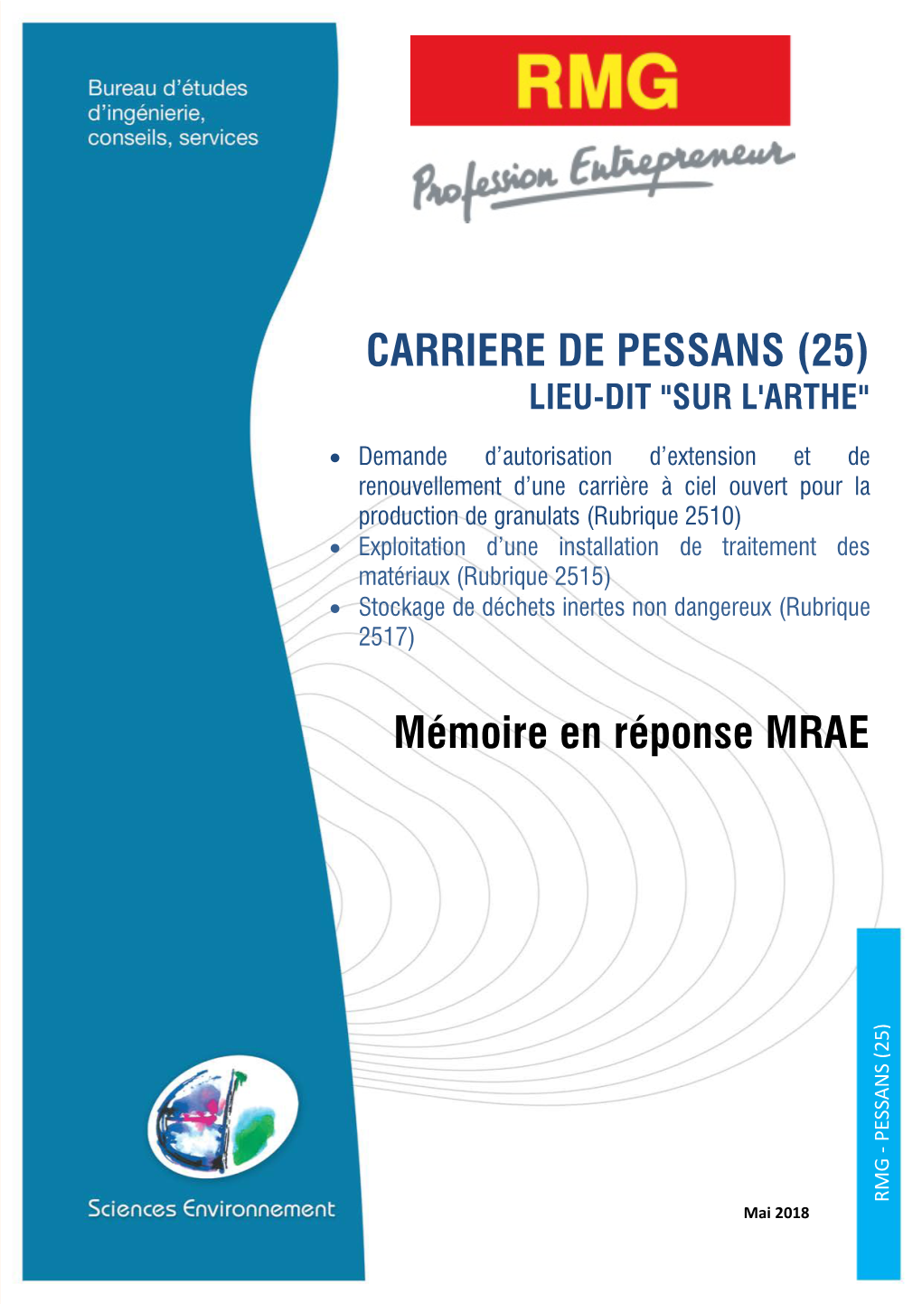 CARRIERE DE PESSANS (25) Mémoire En Réponse MRAE