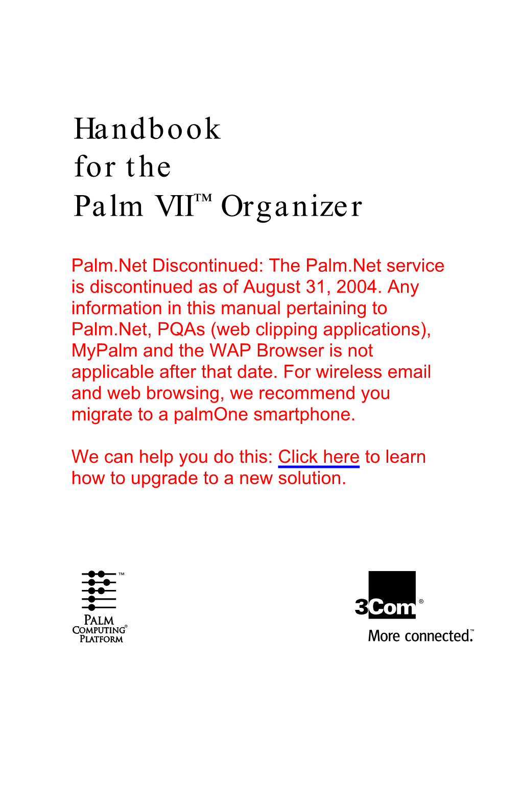 Handbook for the Palm VII Organizer