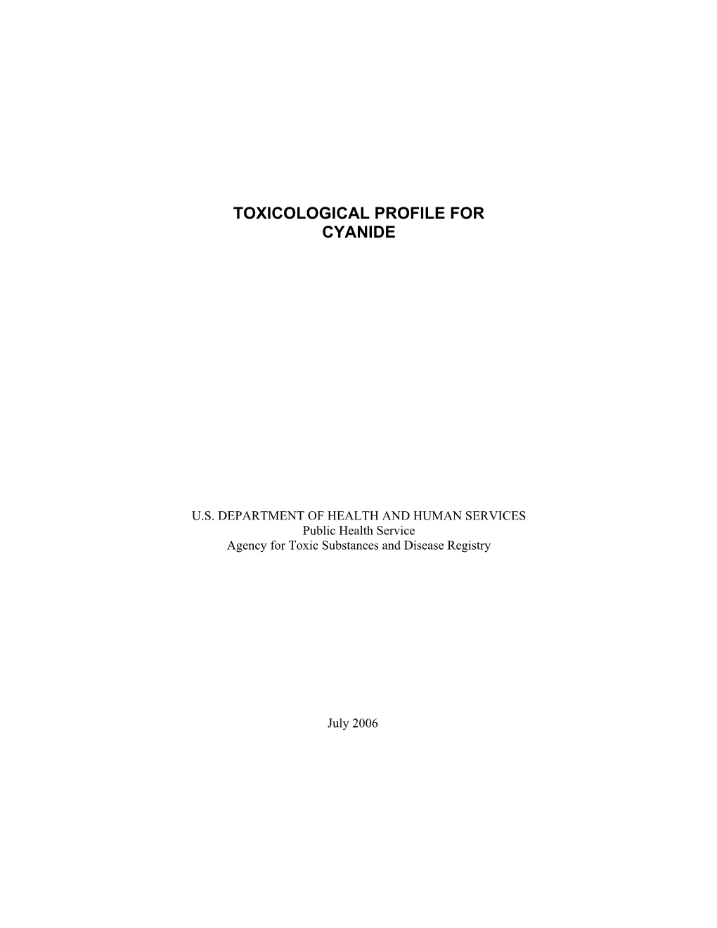 Toxicological Profile for Cyanide