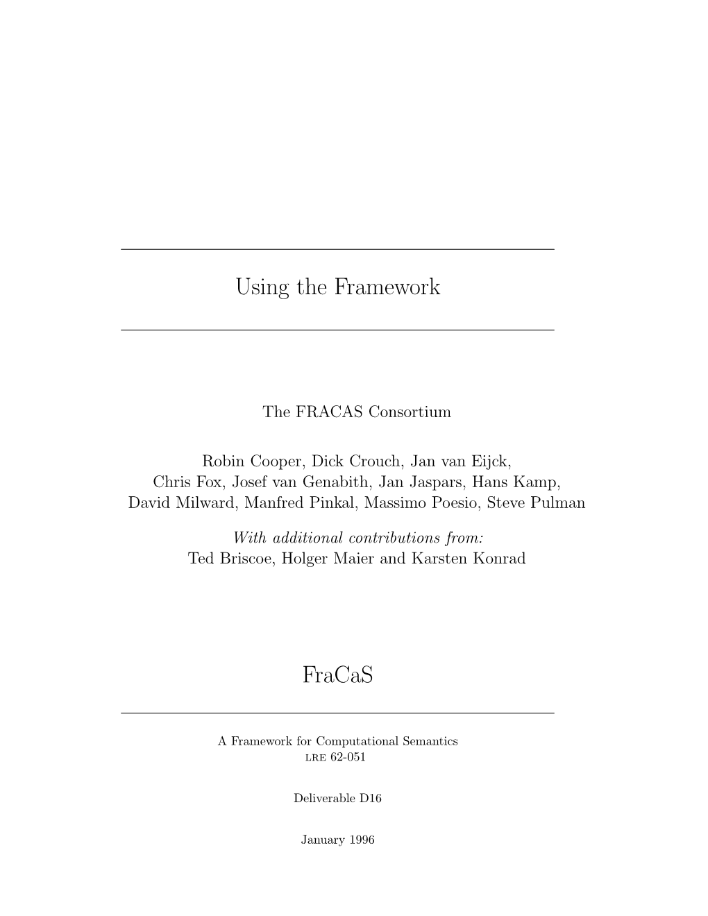 Using the Framework Fracas