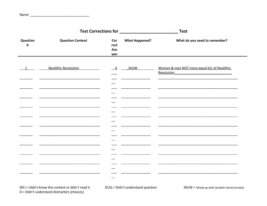 Test Corrections Template.Docx