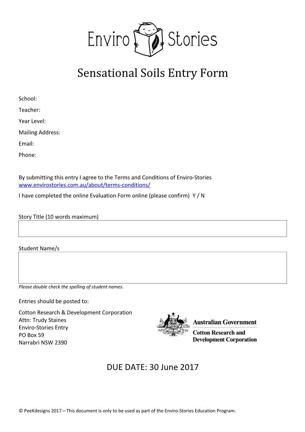 Sensational Soils Entry Form