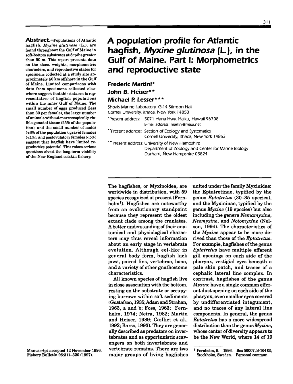 Fishery Bulletin/U S Dept of Commerce National Oceanic