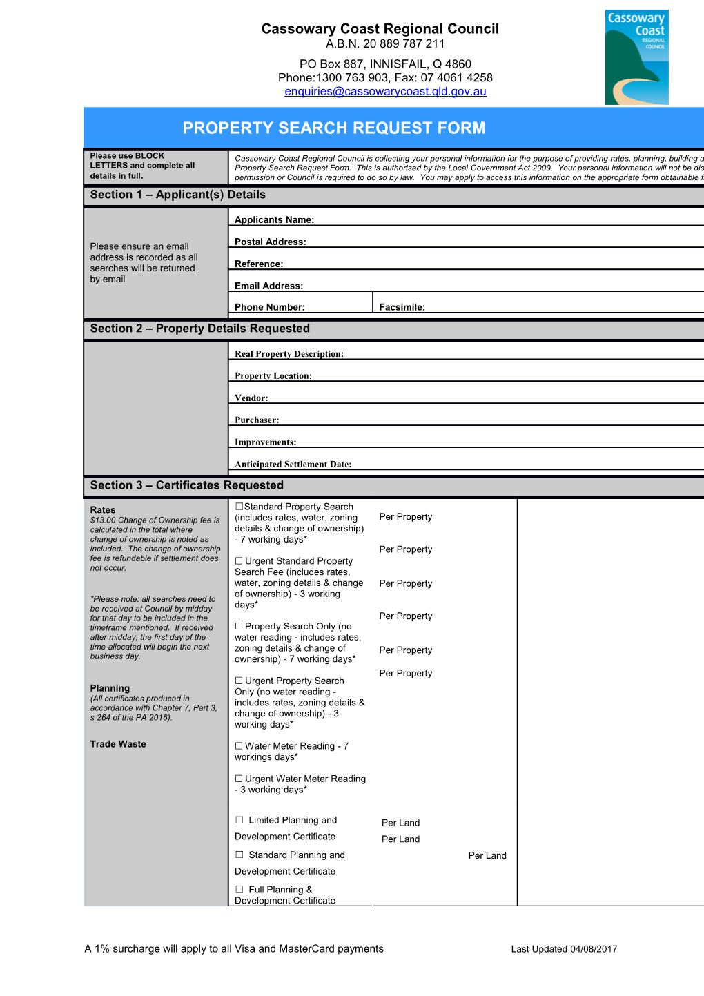 Property Search Request Form