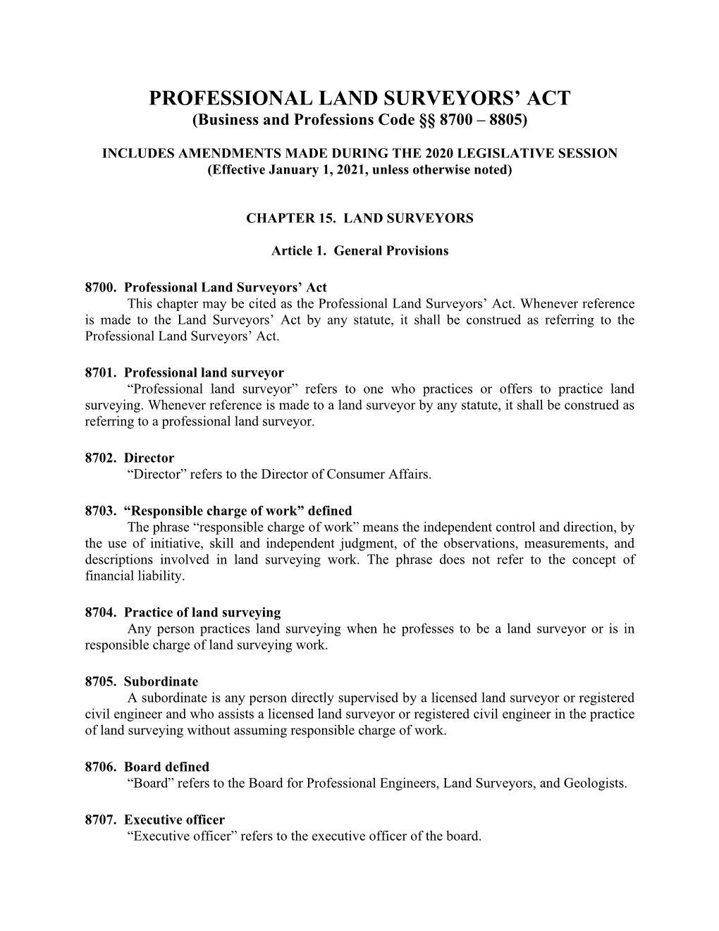 2021 Professional Land Surveyors'