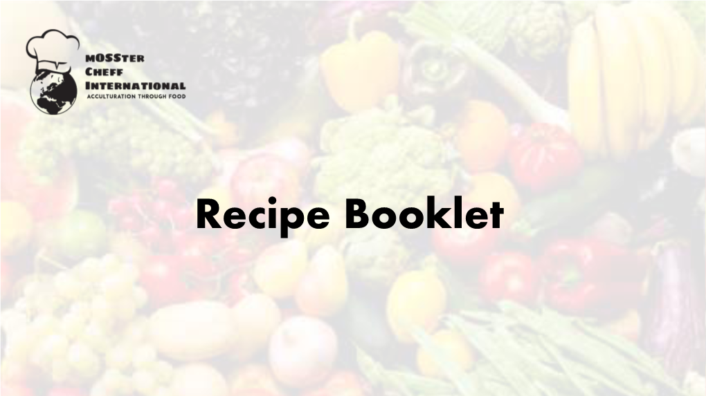 Recipe Booklet Contents