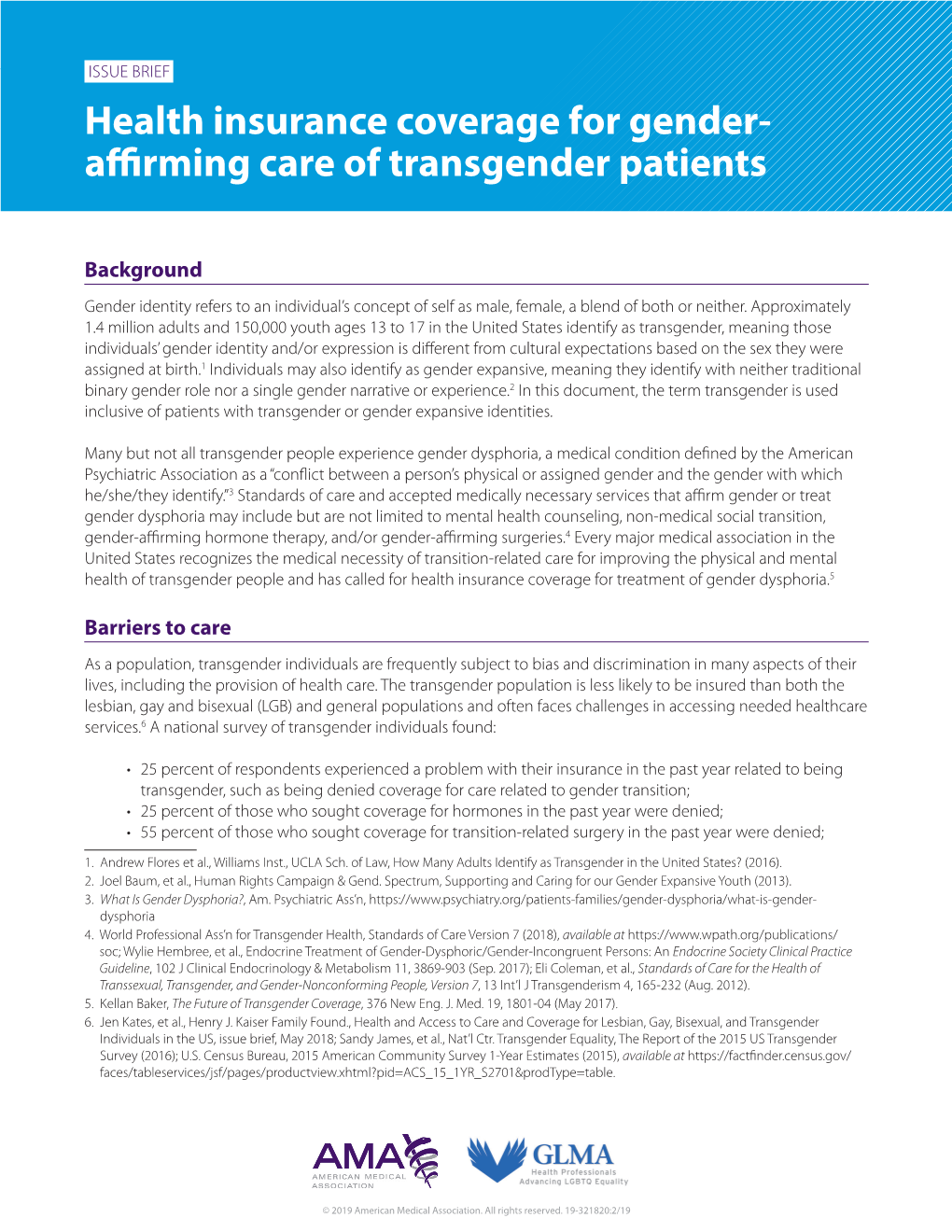 Issue Brief: Health Insurance Coverage for Gender-Affirming Care Of