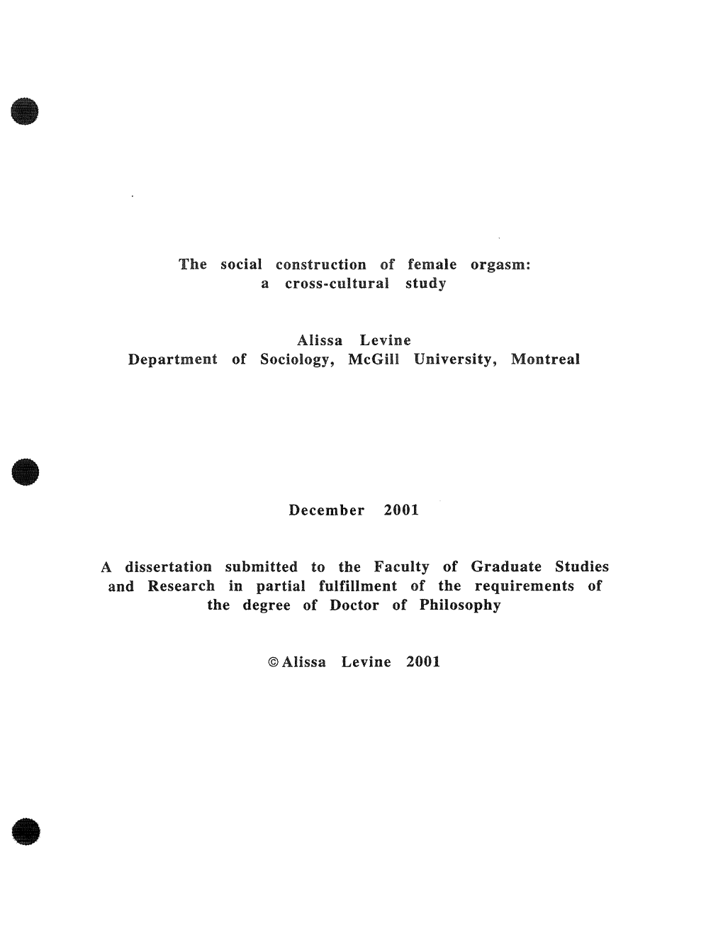 The Sodal Construction of Female Orgasm: a Cross-Cultural Study