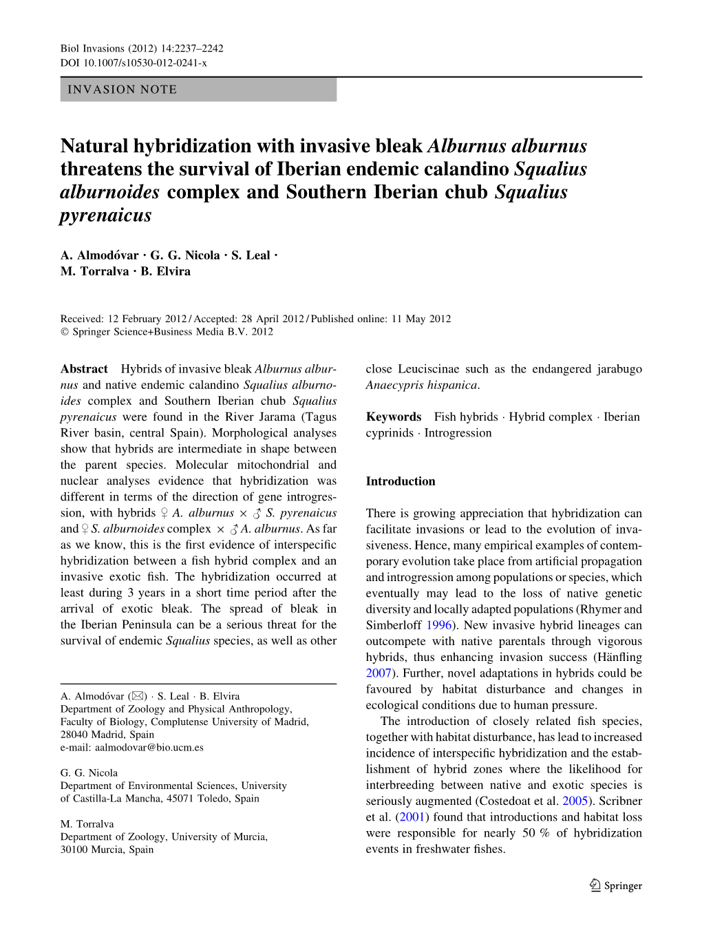 Natural Hybridization with Invasive