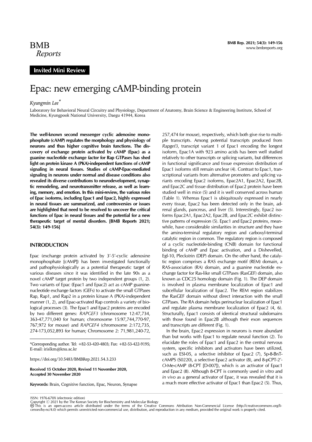 Epac: New Emerging Camp-Binding Protein