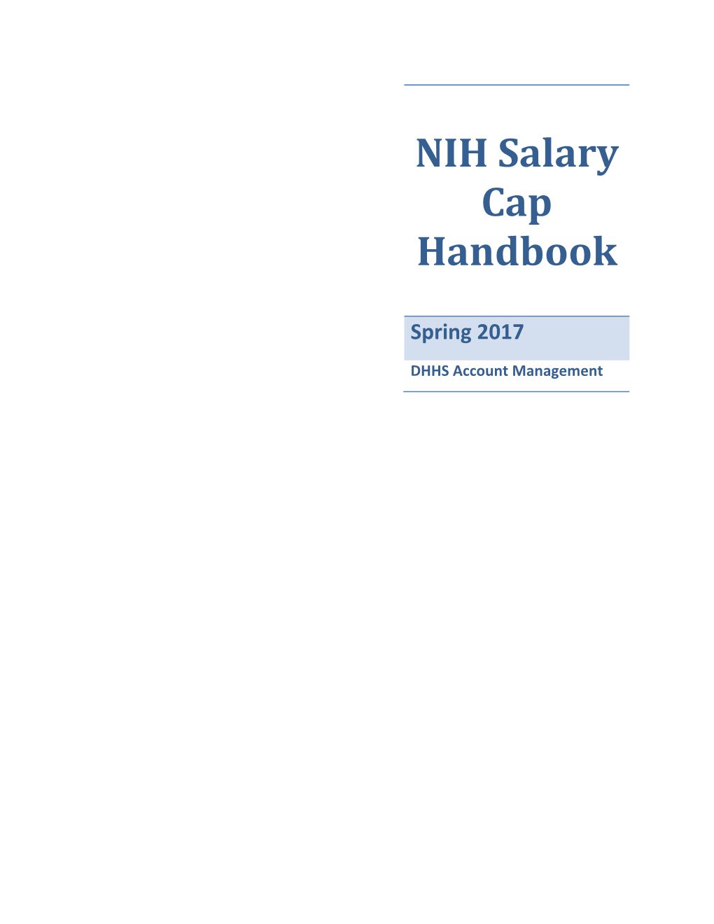 NIH Salary Cap Handbook