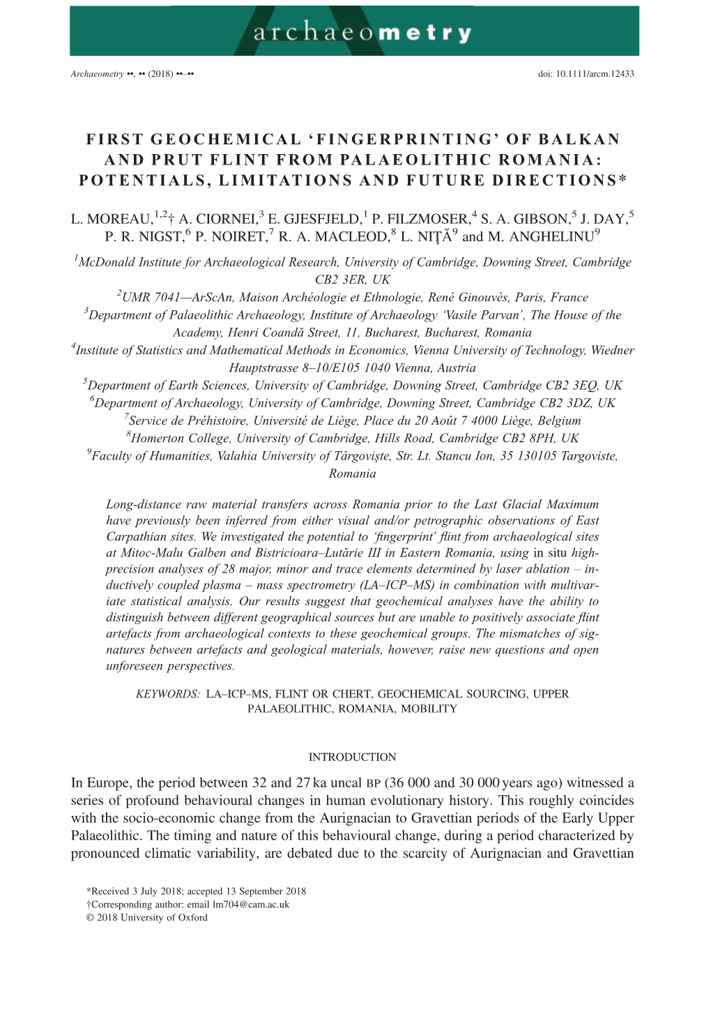 First Geochemical Fingerprinting Of