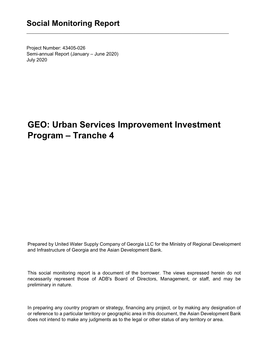 Urban Services Improvement Investment Program – Tranche 4