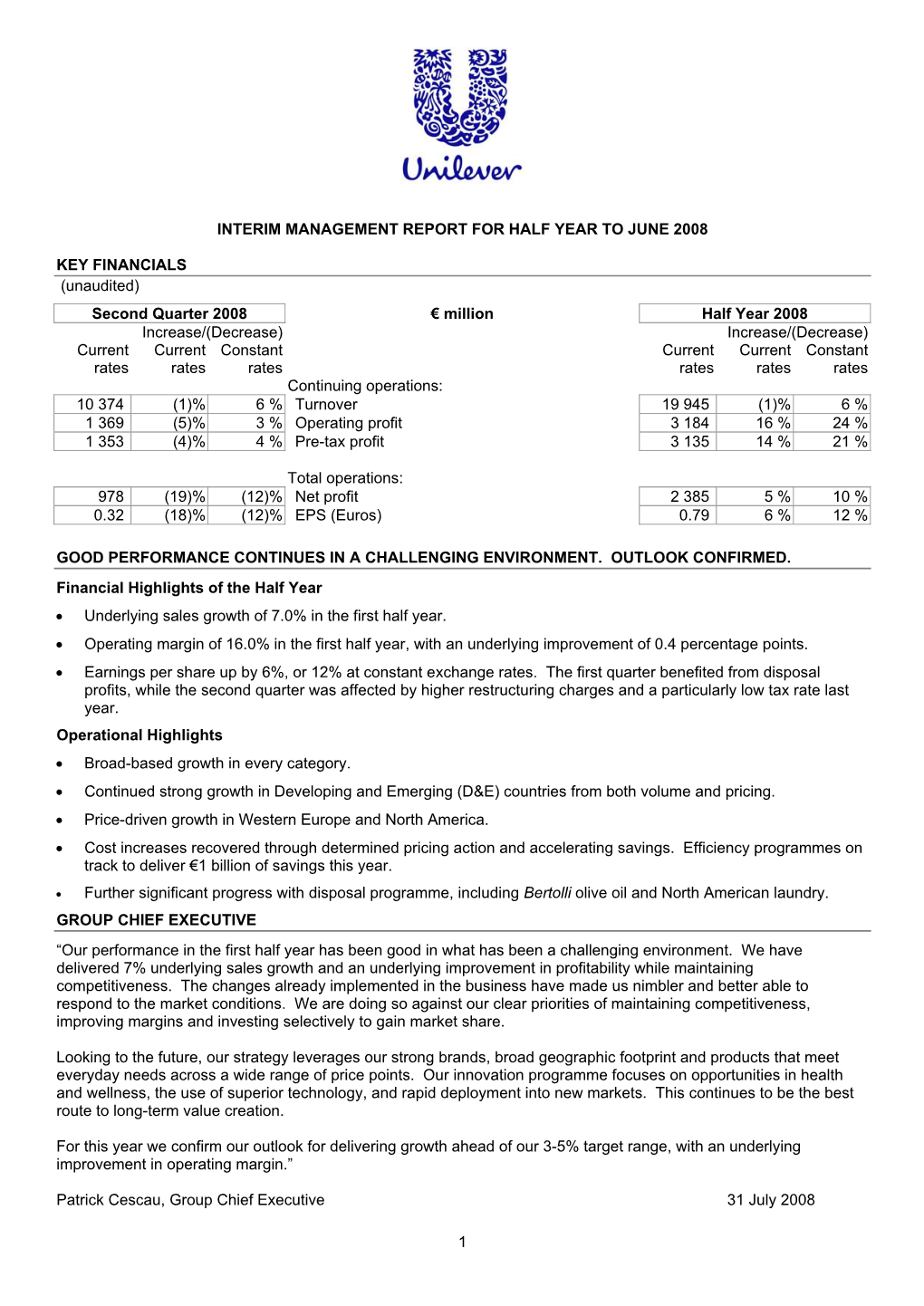 Q2 2008 Results Announcement