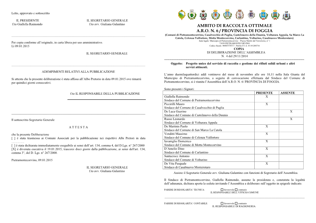 Delibera A.R.O. N. 4/2014