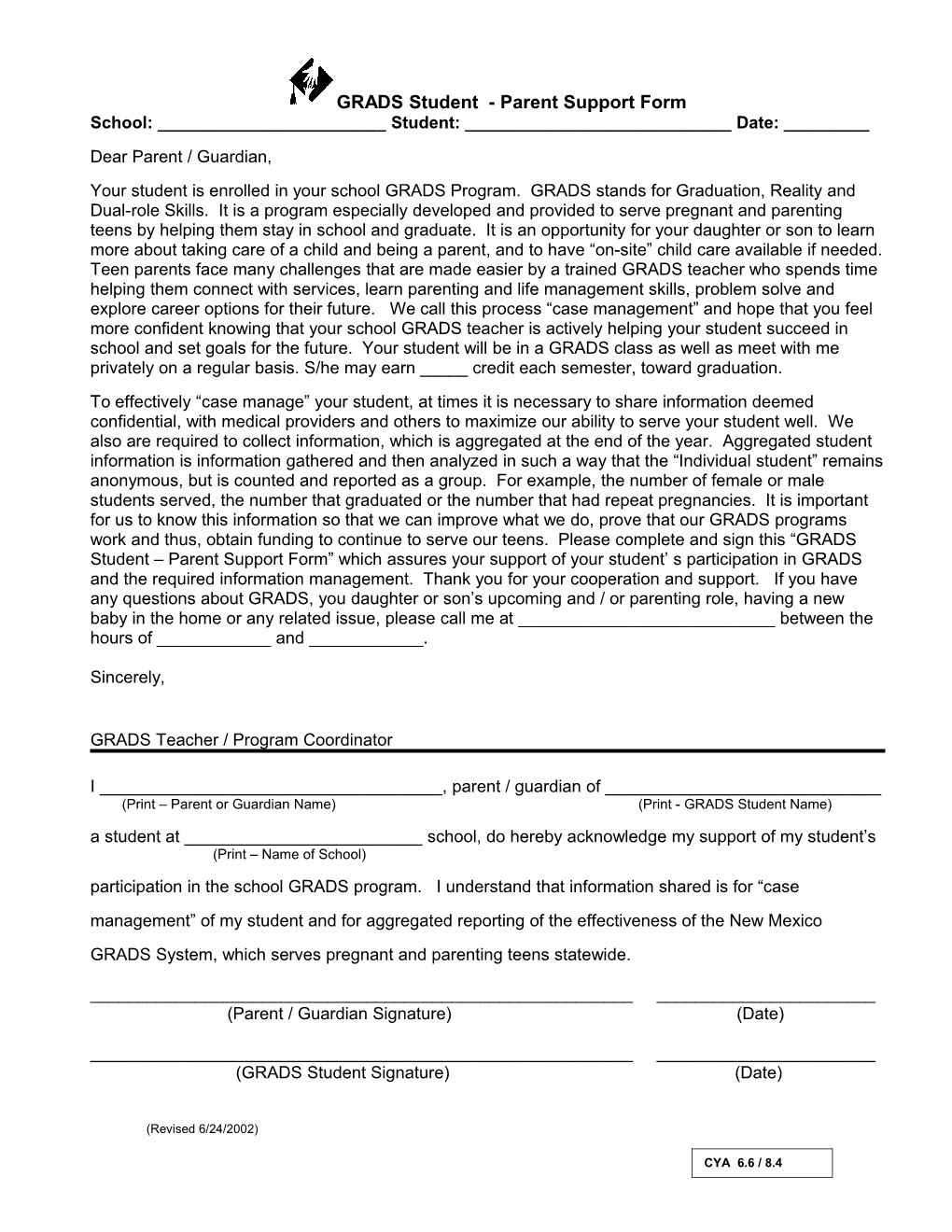 GRADS Student - Parent Waiver