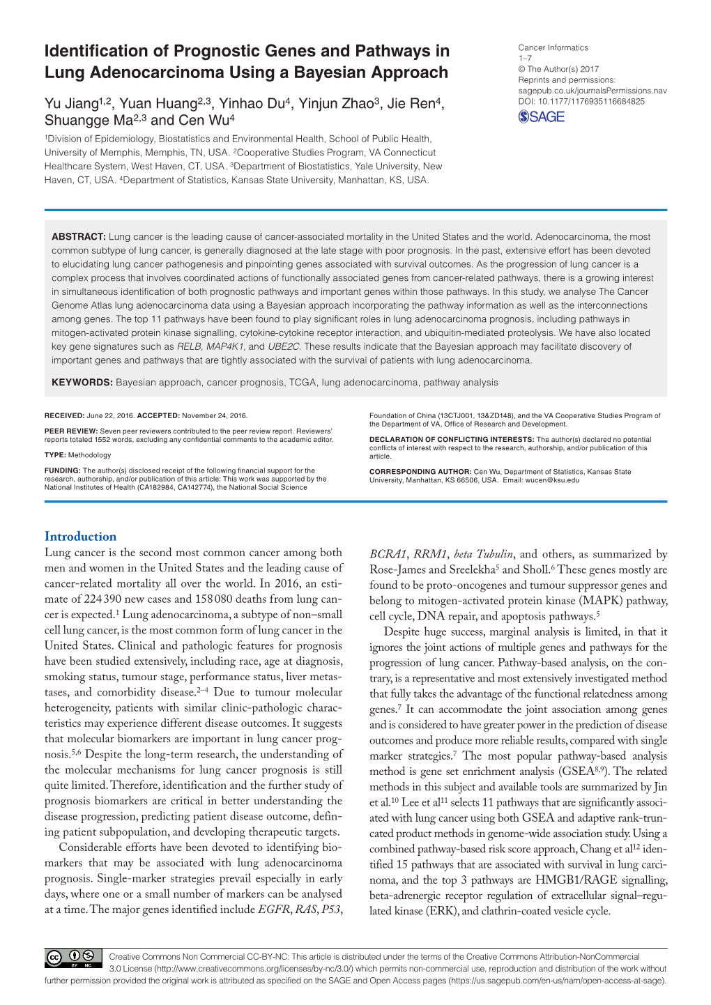 Identification of Prognostic Genes and Pathways in Lung Adenocarcinoma