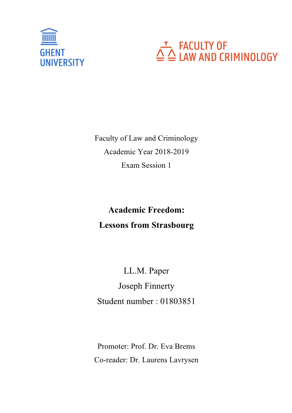 Academic Freedom: Lessons from Strasbourg LL.M. Paper Joseph