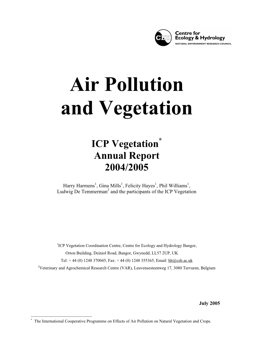 Air Pollution and Vegetation