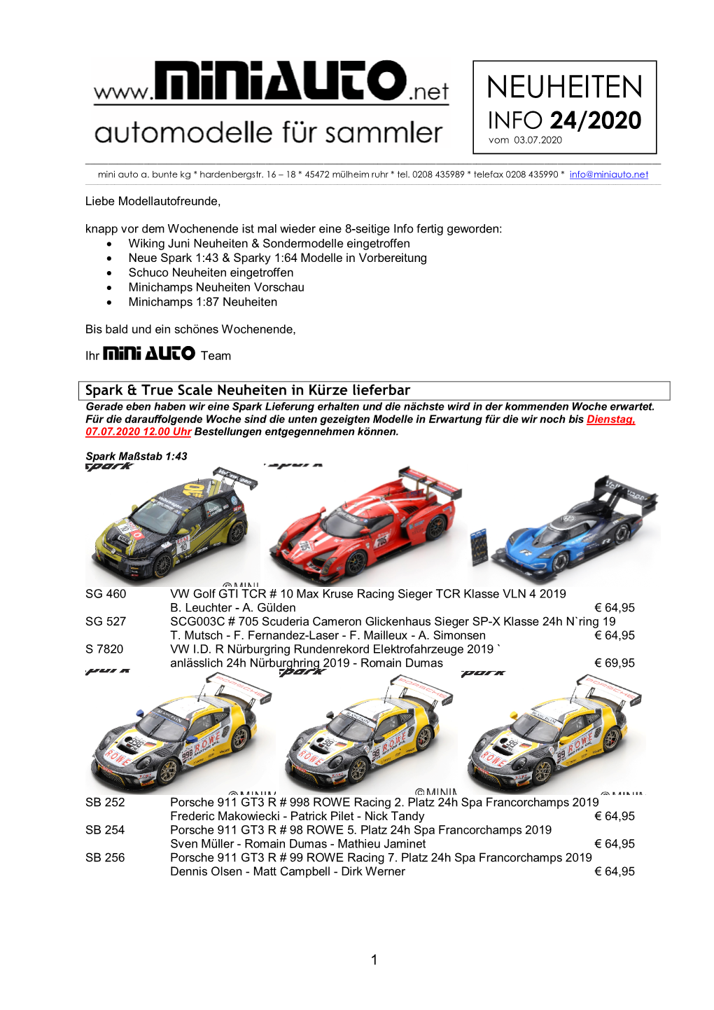 Neuheiten Info 24 / 2020 Vom 03.07.2020