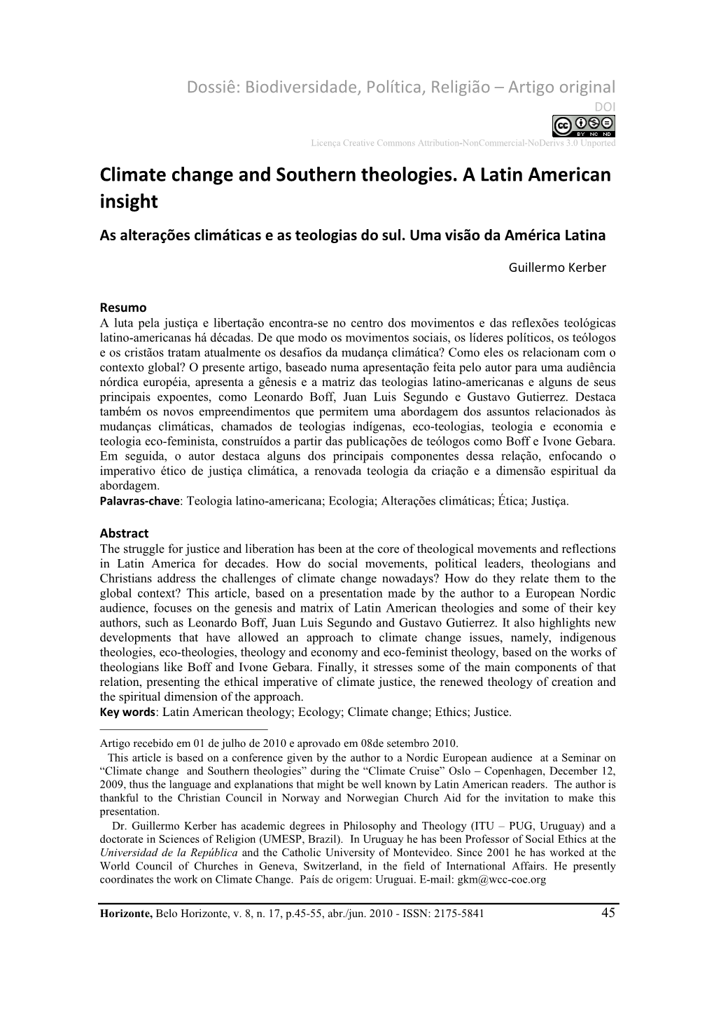 Climate Change and Southern Theologies