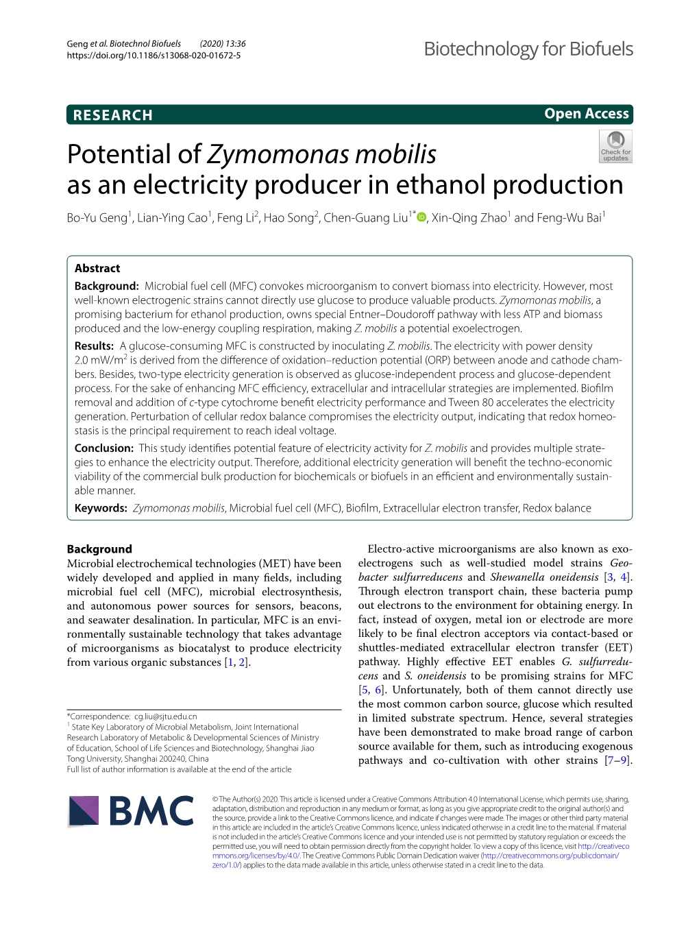 Potential of Zymomonas Mobilis As an Electricity Producer in Ethanol