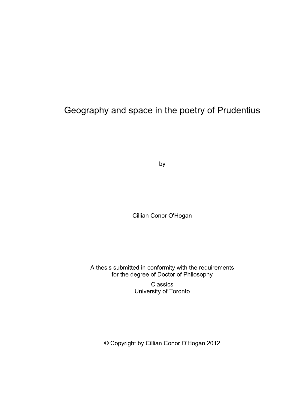 Geography and Space in the Poetry of Prudentius