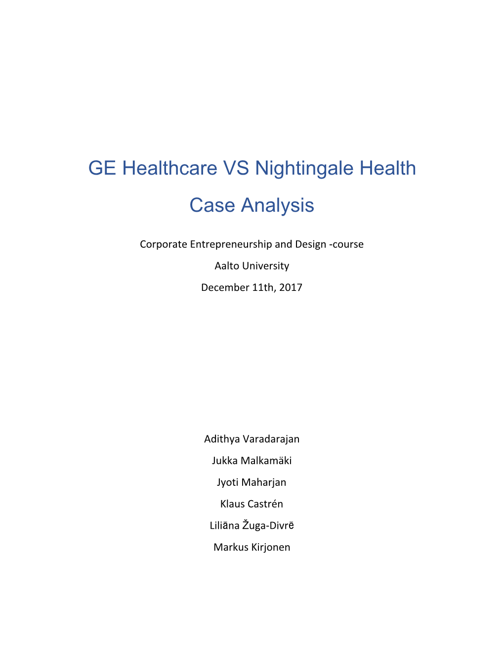 GE Healthcare VS Nightingale Health Case Analysis