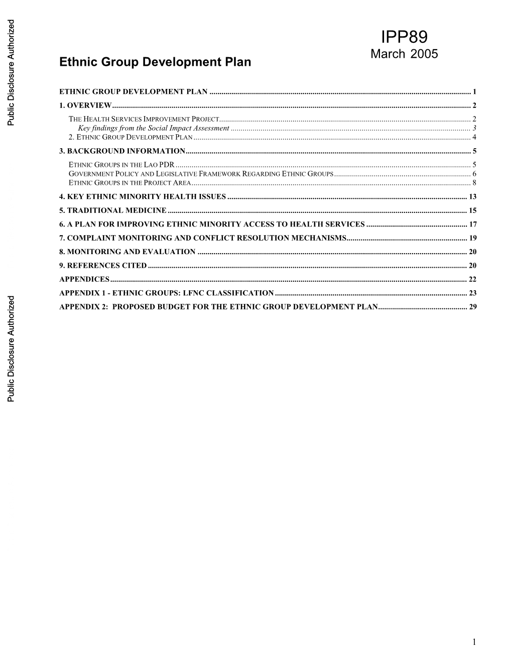 Ethnic Groups in the Lao Pdr