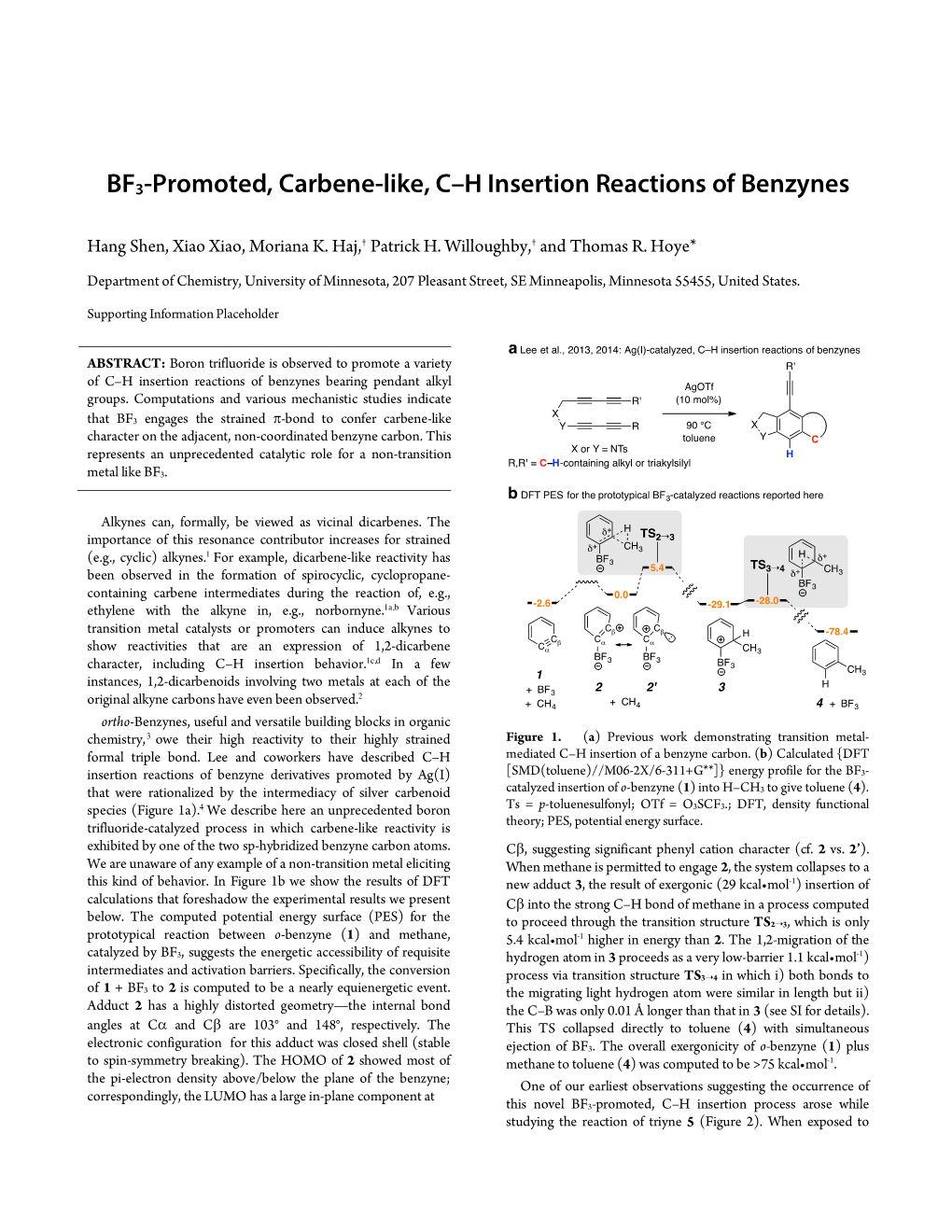 BF3-Promoted, Carbene-Like, C–H Insertion Reactions of Benzynes