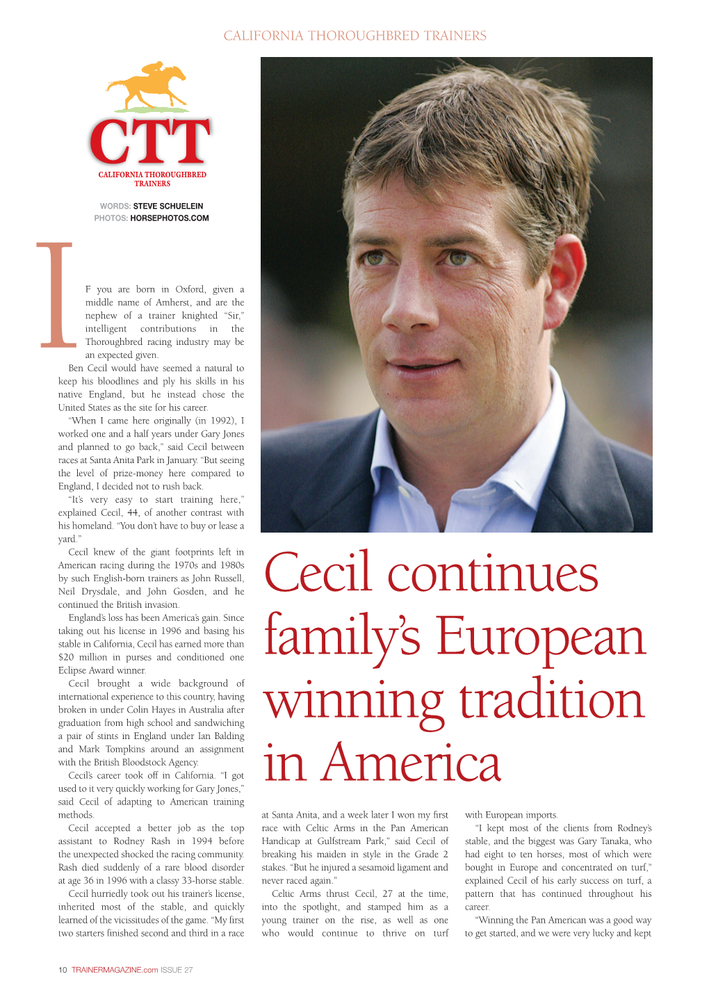 Cecil Continues Family's European Winning Tradition in America