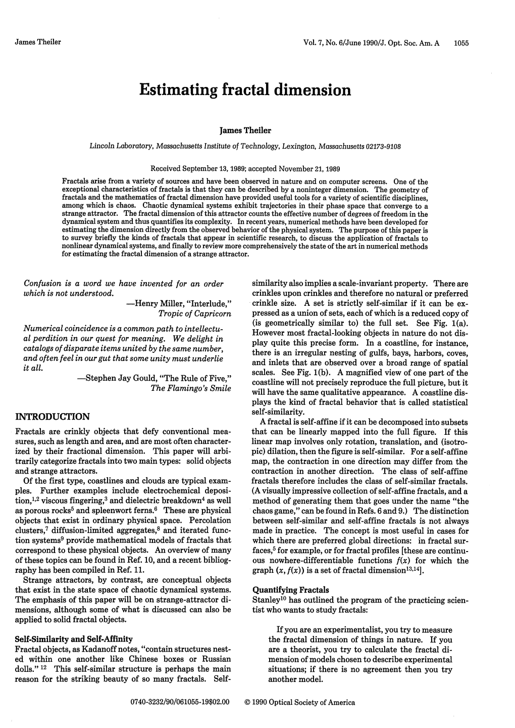 Estimating Fractal Dimension