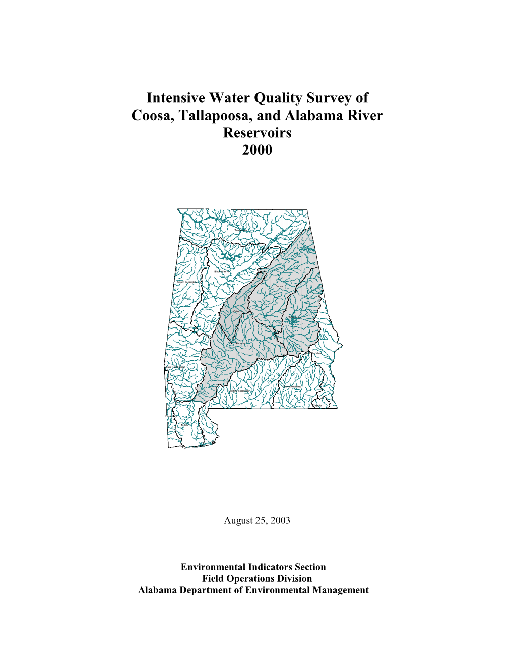 Intensive Water Quality Survey of Coosa, Tallapoosa, and Alabama River Reservoirs 2000