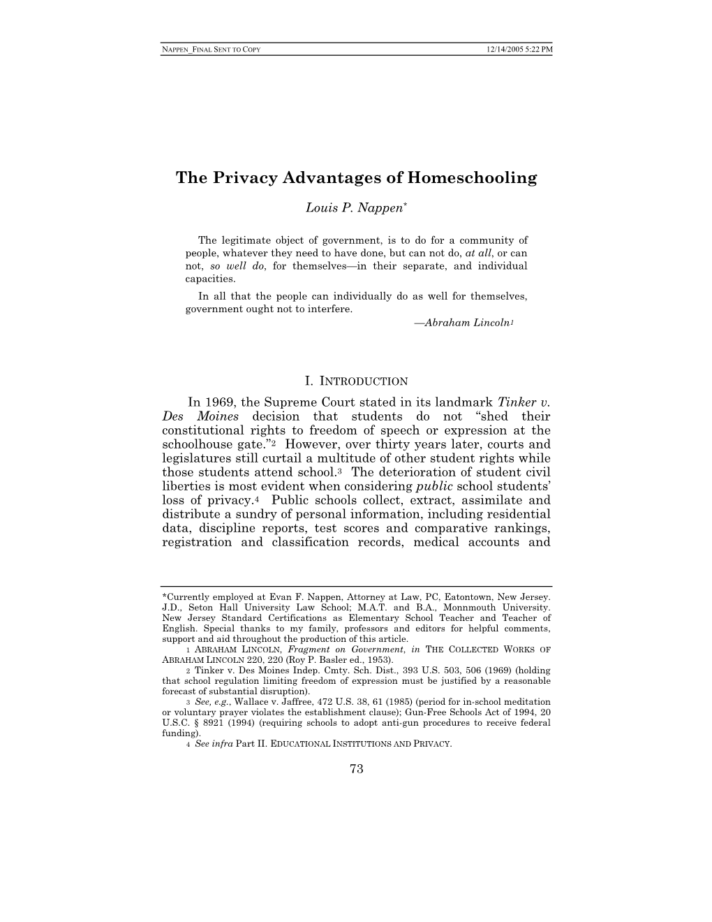 The Privacy Advantages of Homeschooling