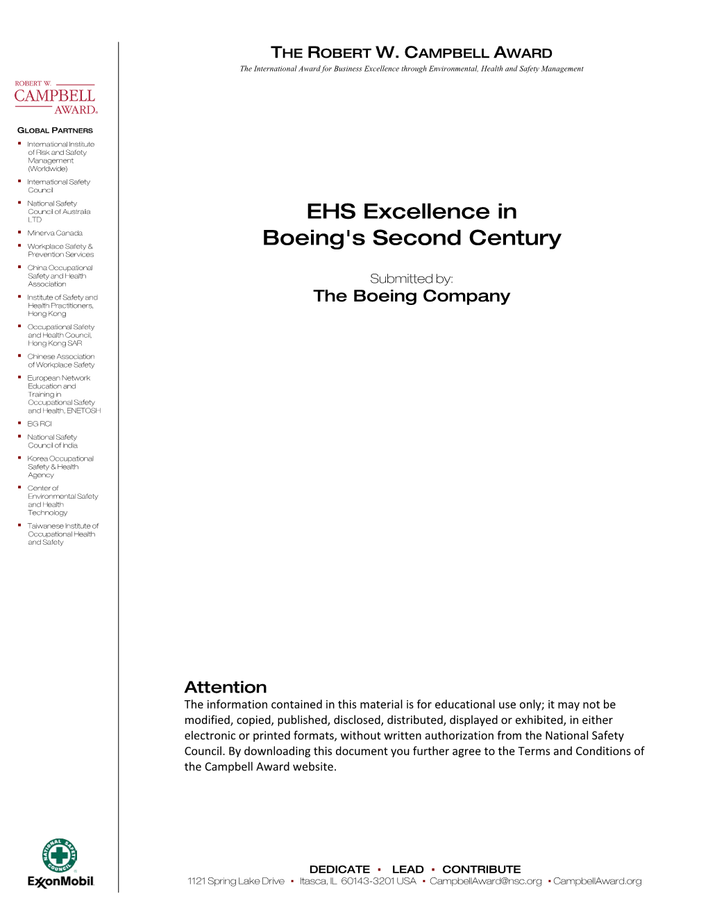 EHS Excellence in Boeing's Second Century I