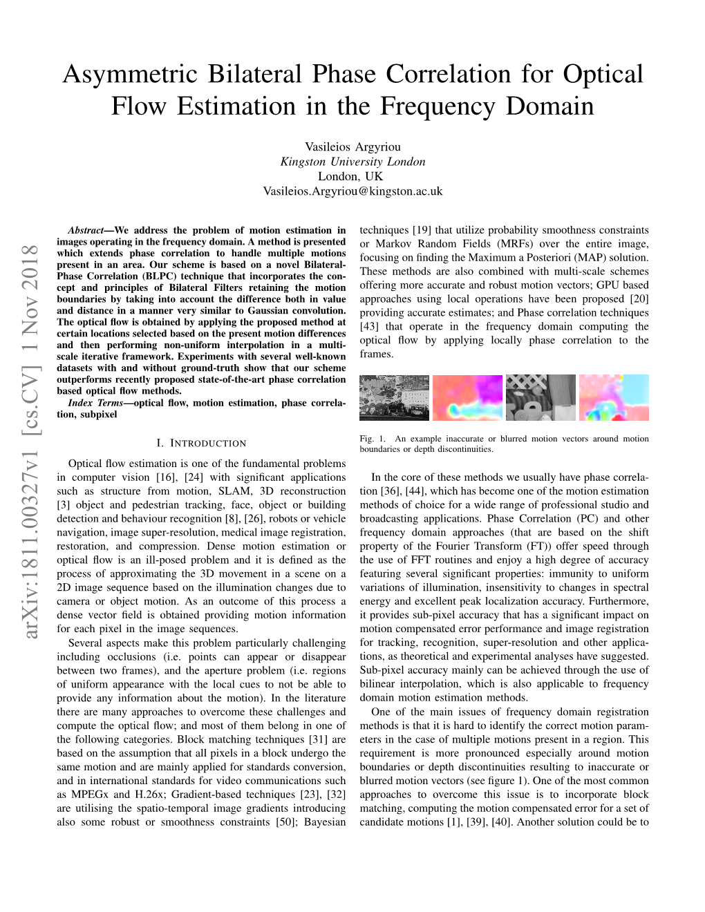 Asymmetric Bilateral Phase Correlation for Optical Flow Estimation in the Frequency Domain