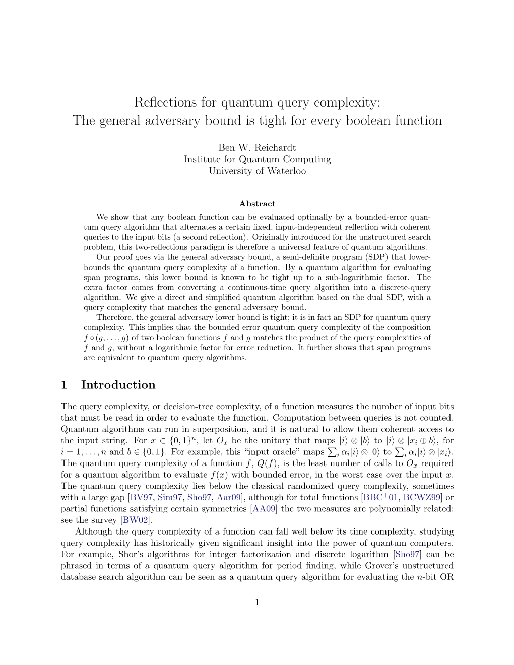 Reflections for Quantum Query Complexity