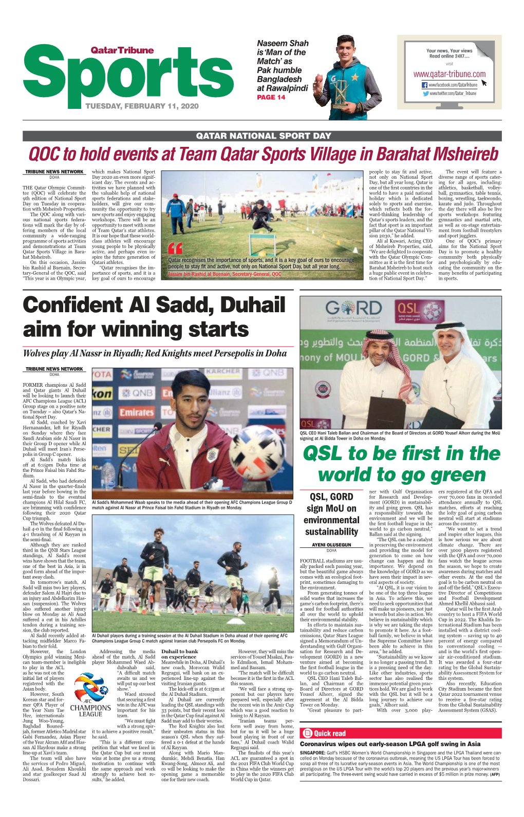 Confident Al Sadd, Duhail Aim for Winning Starts Wolves Play Al Nassr in Riyadh; Red Knights Meet Persepolis in Doha