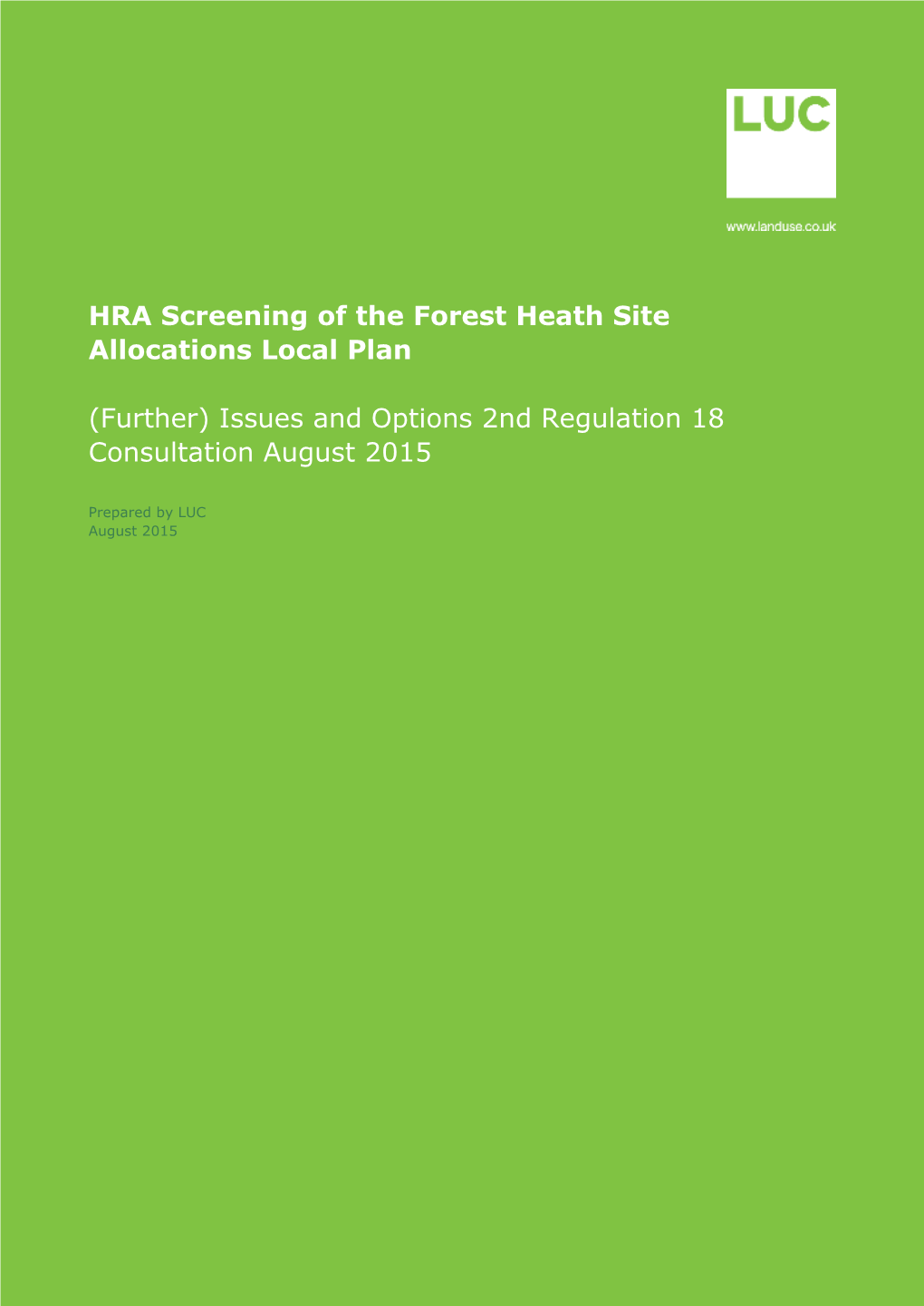 HRA Screening of the Forest Heath Site Allocations Local Plan
