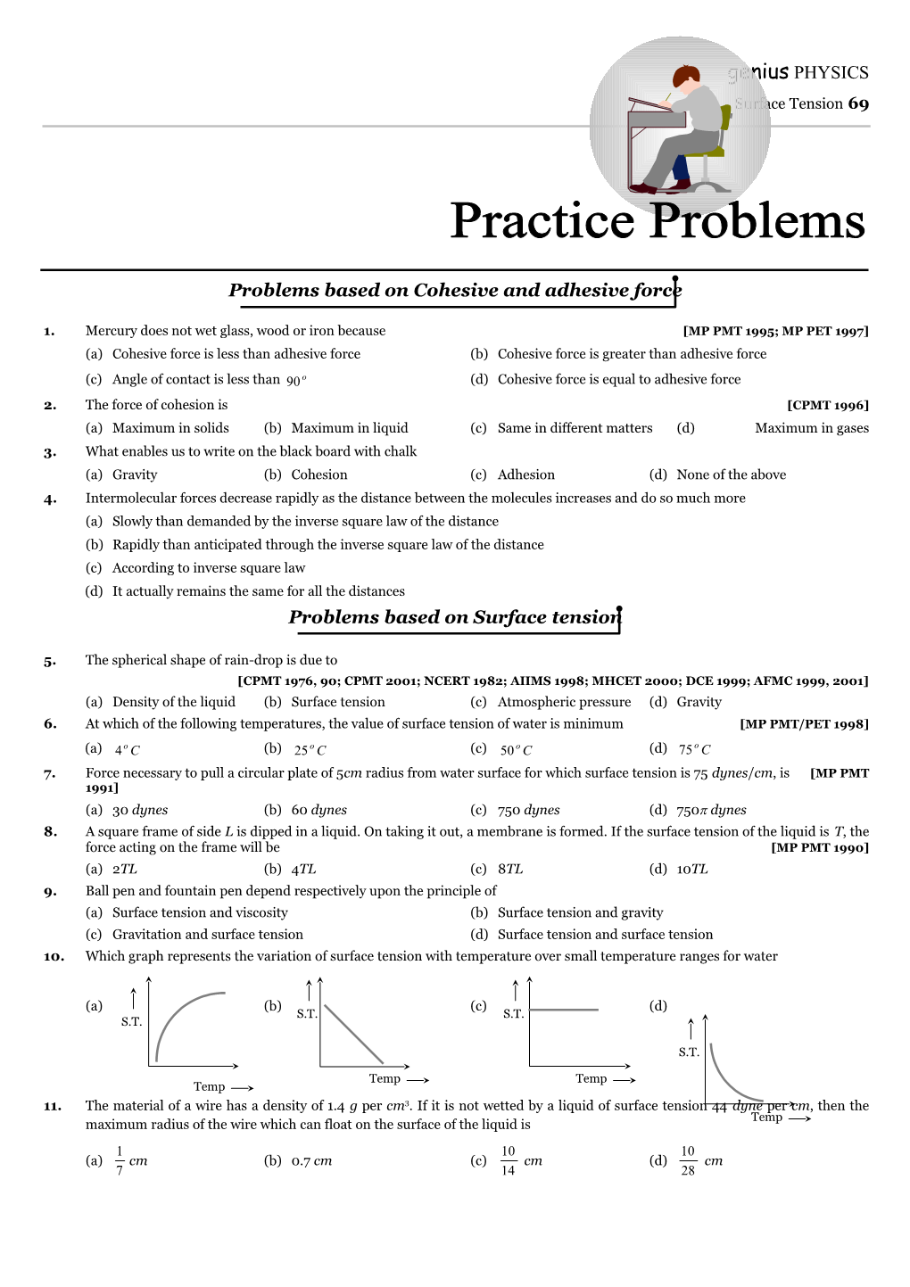 Problems Based on Cohesive and Adhesive Force