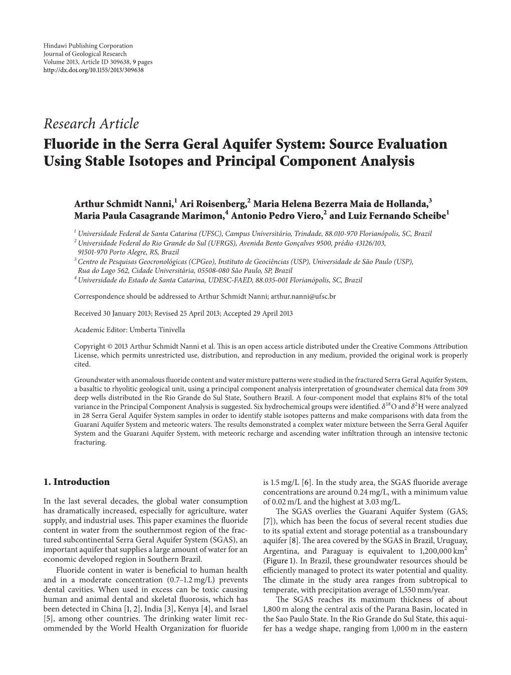 Fluoride in the Serra Geral Aquifer System: Source Evaluation Using Stable Isotopes and Principal Component Analysis