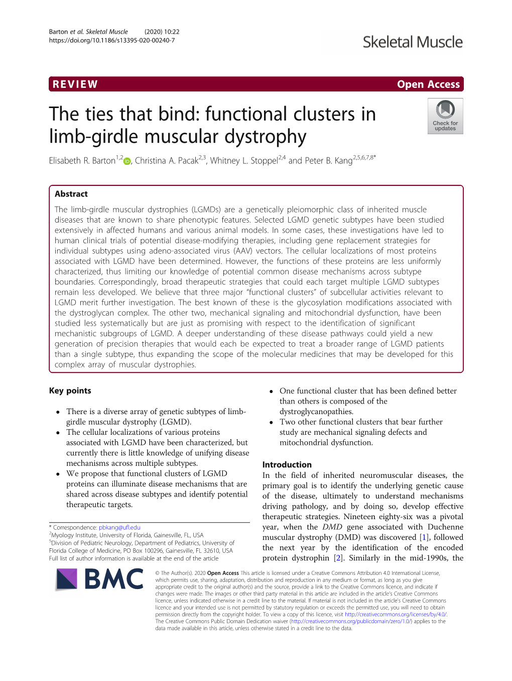 The Ties That Bind: Functional Clusters in Limb-Girdle Muscular Dystrophy Elisabeth R