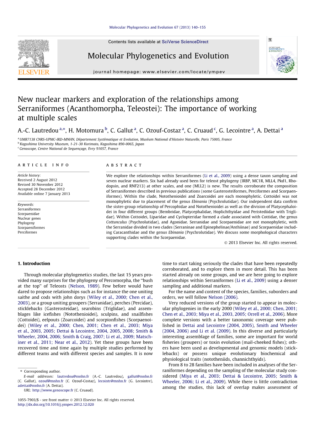 Acanthomorpha, Teleostei): the Importance of Working at Multiple Scales ⇑ A.-C