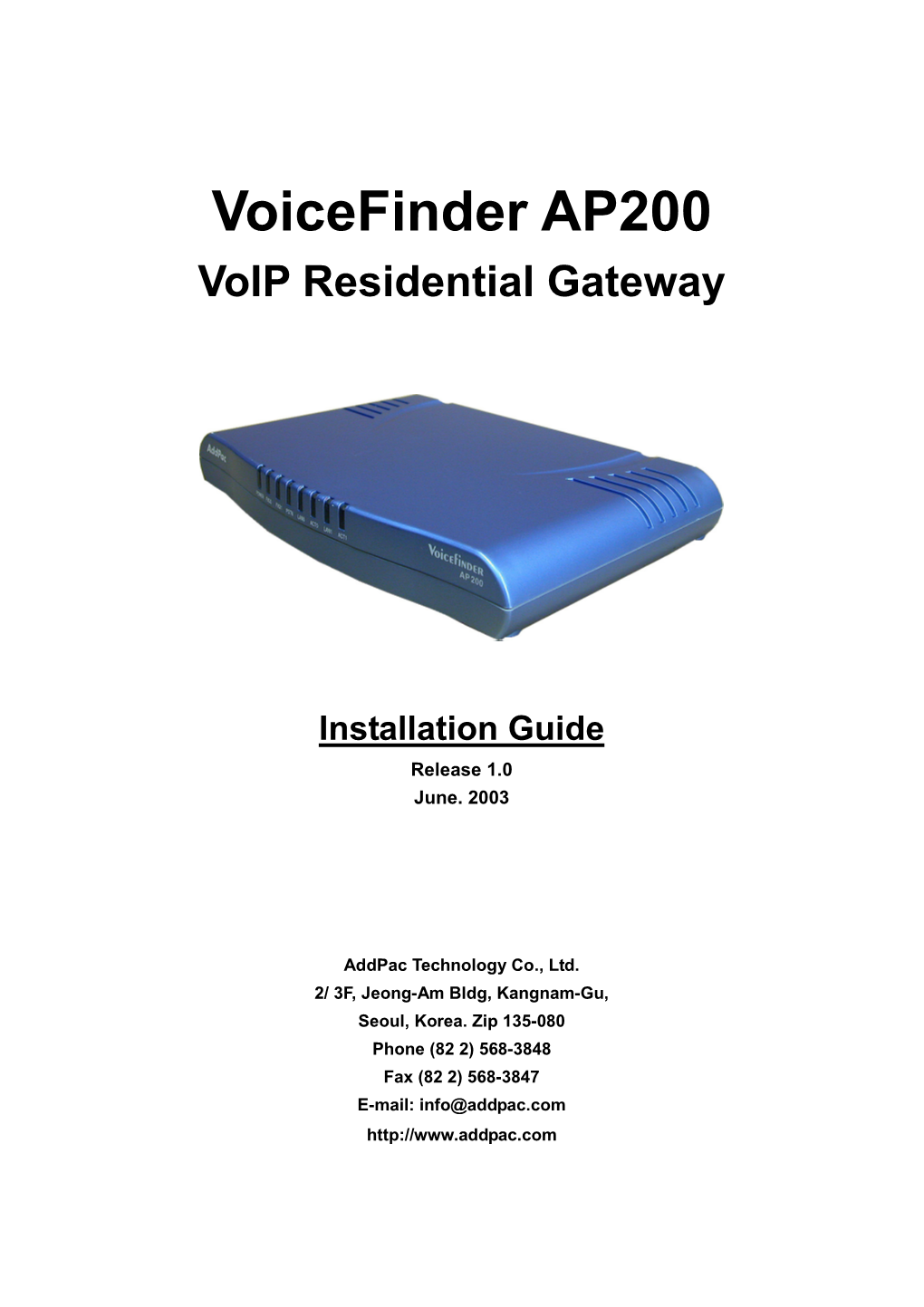 Voicefinder AP200 Voip Residential Gateway