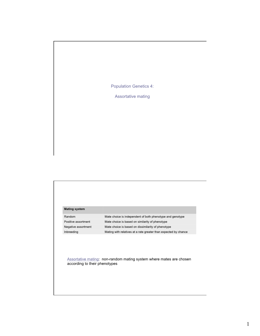 Population Genetics 4: Assortative Mating